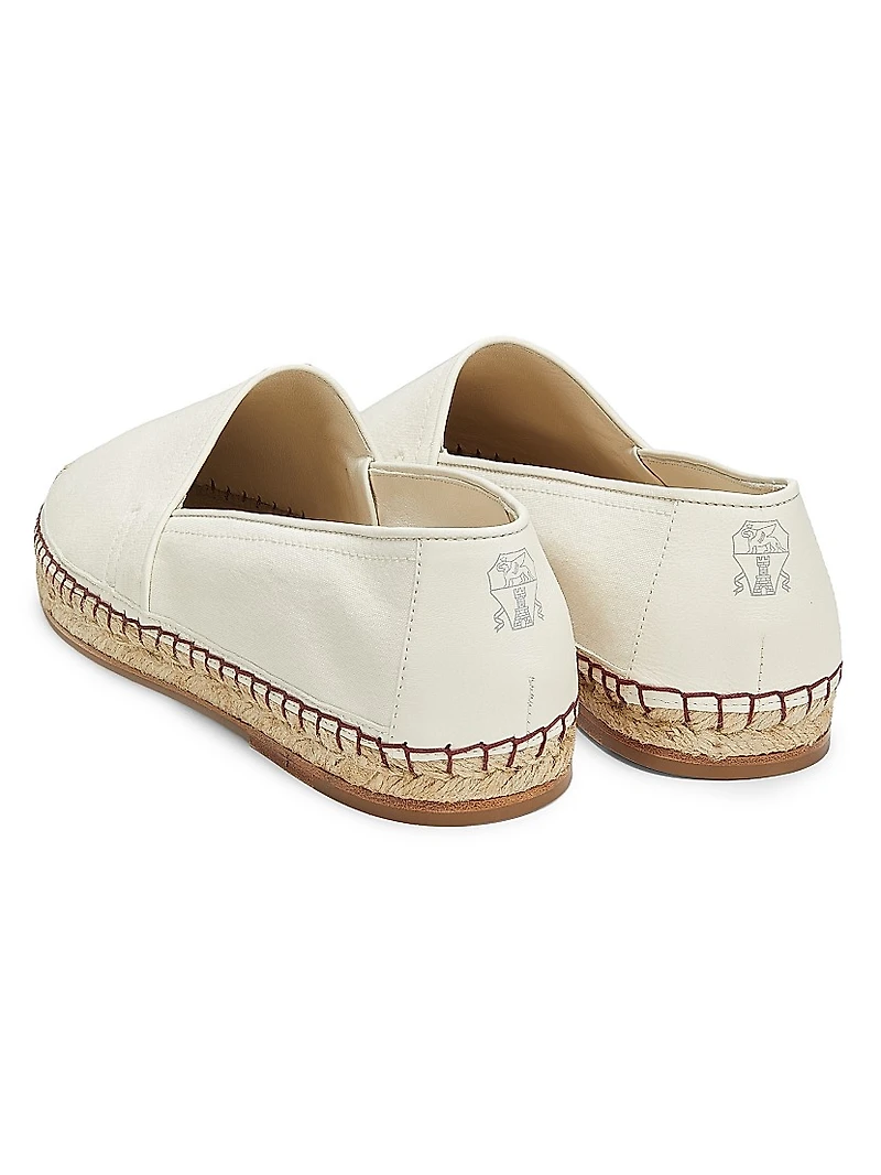 Slip-On Canvas & Leather Espadrillas