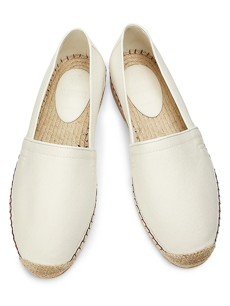 Slip-On Canvas & Leather Espadrillas