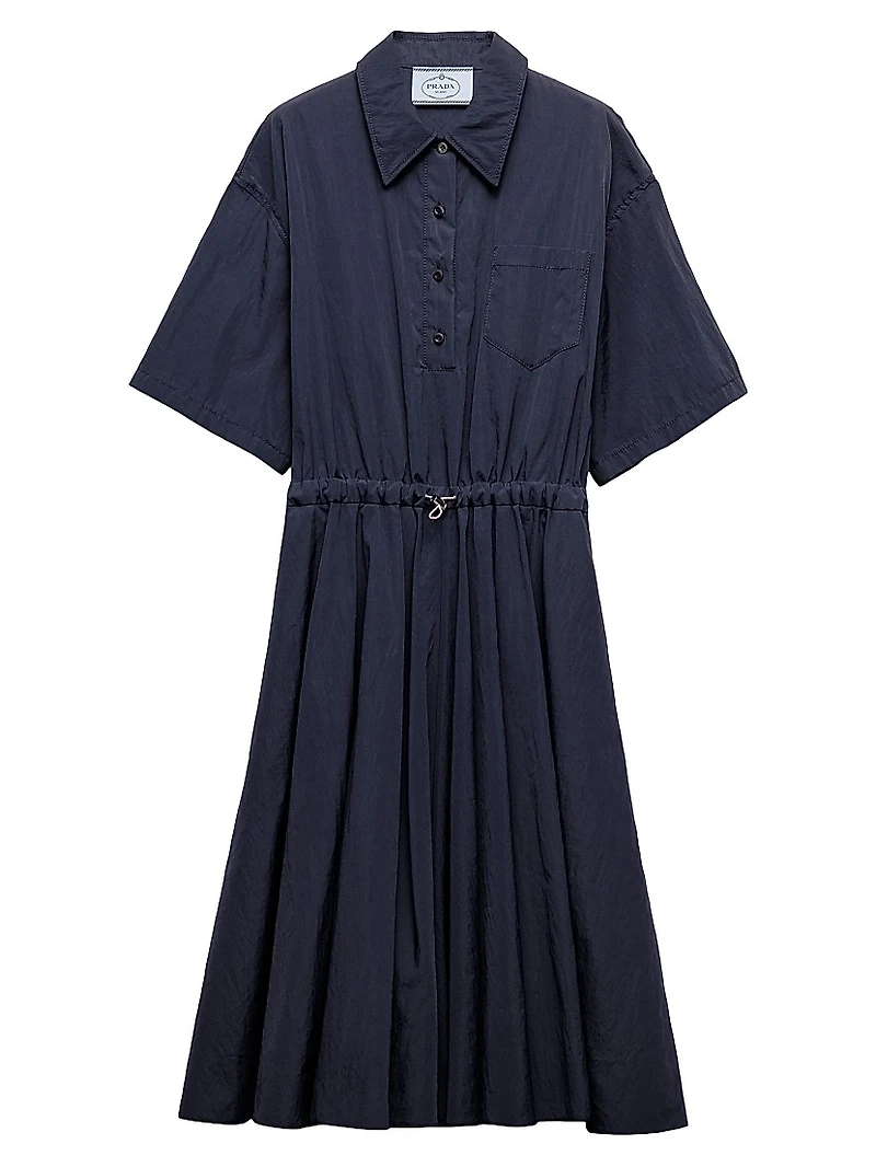 Short-Sleeved Technical Pongé Dress