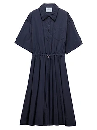 Short-Sleeved Technical Pongé Dress