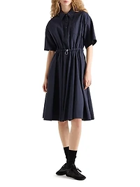 Short-Sleeved Technical Pongé Dress