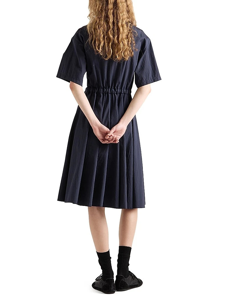 Short-Sleeved Technical Pongé Dress