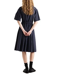 Short-Sleeved Technical Pongé Dress