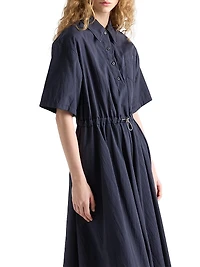 Short-Sleeved Technical Pongé Dress