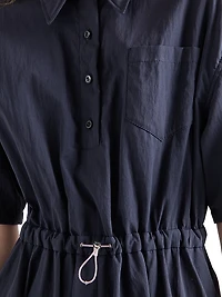 Short-Sleeved Technical Pongé Dress