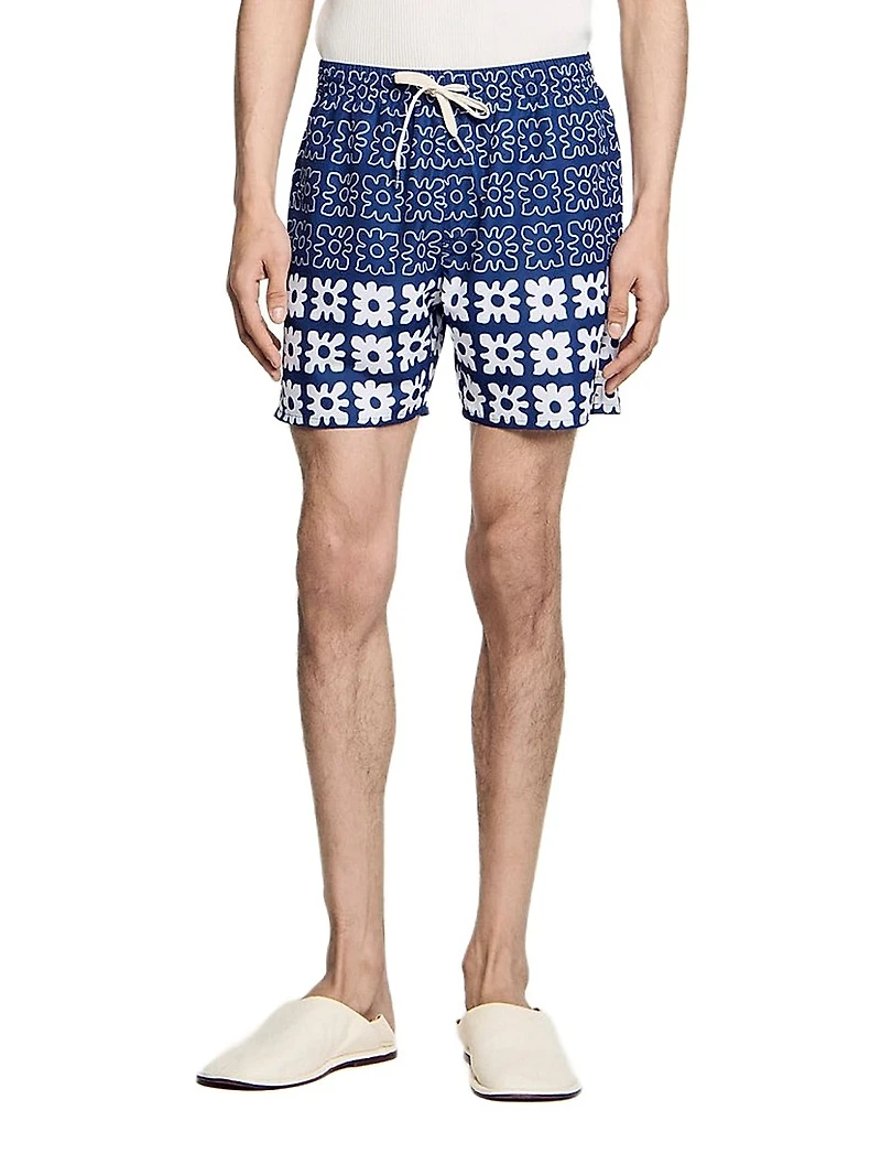 Floral Print Swim Trunks