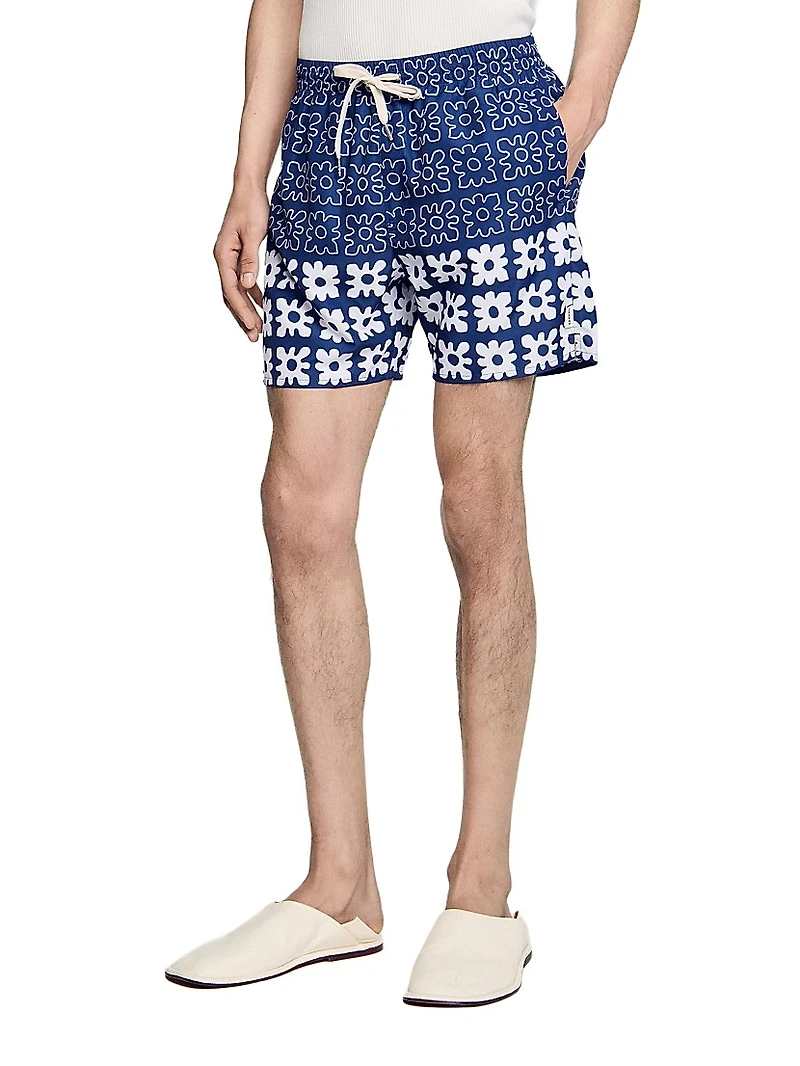 Floral Print Swim Trunks