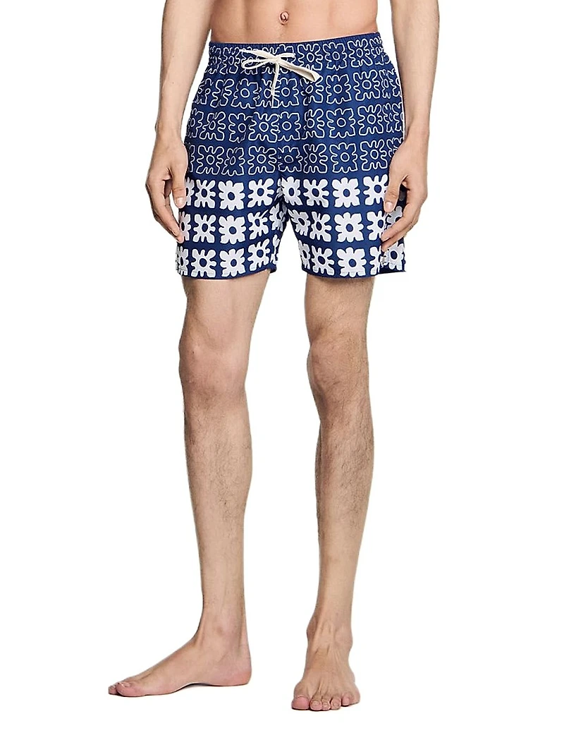Floral Print Swim Trunks