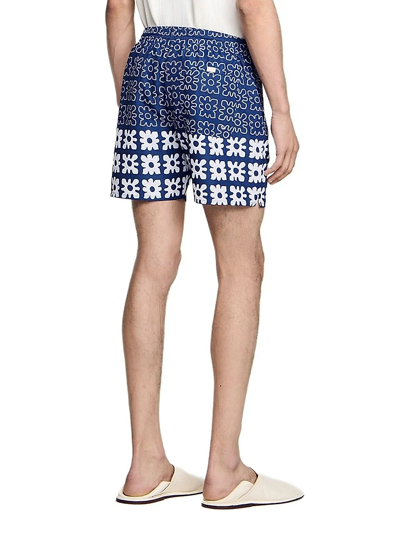 Floral Print Swim Trunks