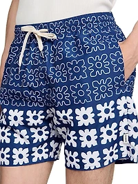 Floral Print Swim Trunks