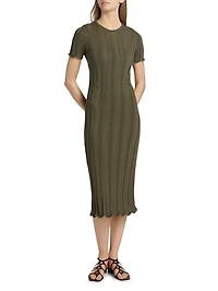 Leighton Wave Crochet Knit Sheath Midi-Dress