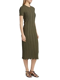 Leighton Wave Crochet Knit Sheath Midi-Dress