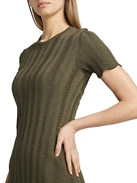 Leighton Wave Crochet Knit Sheath Midi-Dress