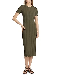 Leighton Wave Crochet Knit Sheath Midi-Dress