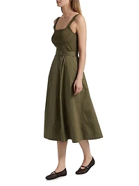 Carmen Square Neck Belted Midi-Dress