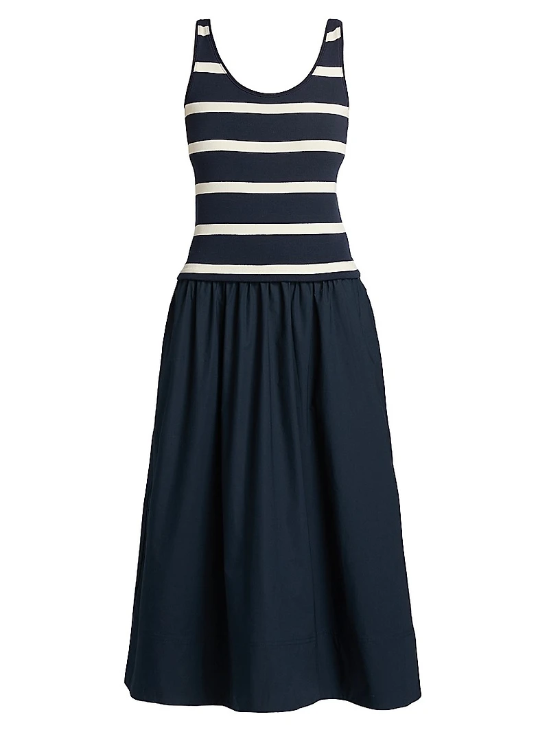 Amber Striped Stretch-Cotton Midi-Dress