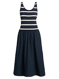 Amber Striped Stretch-Cotton Midi-Dress