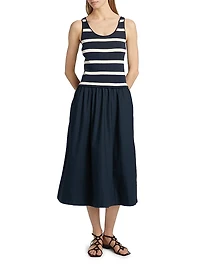 Amber Striped Stretch-Cotton Midi-Dress