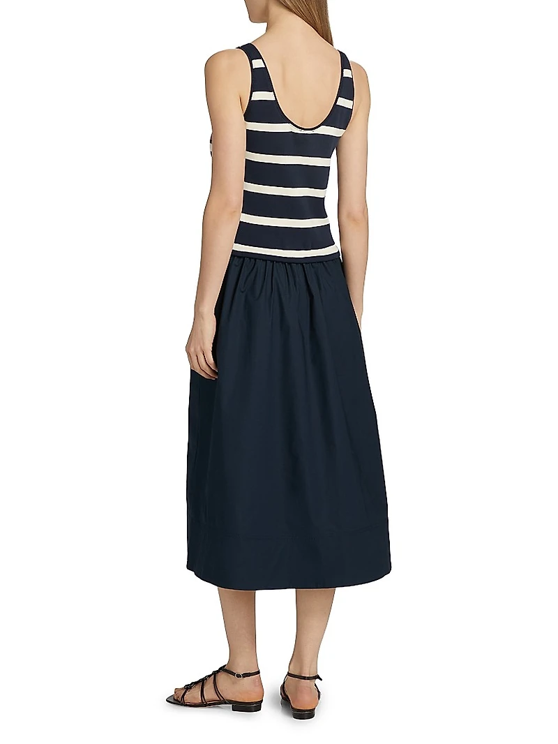 Amber Striped Stretch-Cotton Midi-Dress