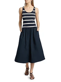 Amber Striped Stretch-Cotton Midi-Dress