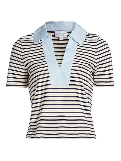 Melanie Striped Stretch Cotton Top