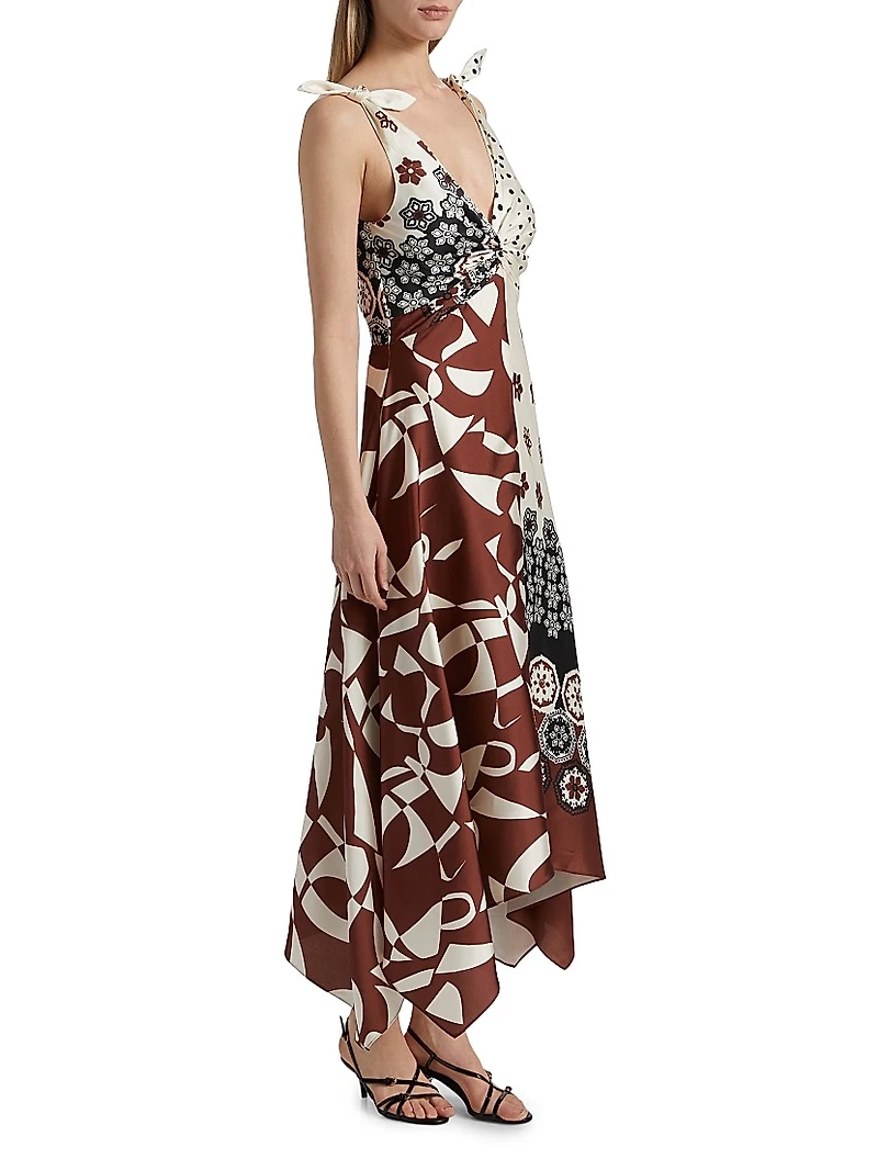 Mabel Printed Handkerchief Midi-Dress