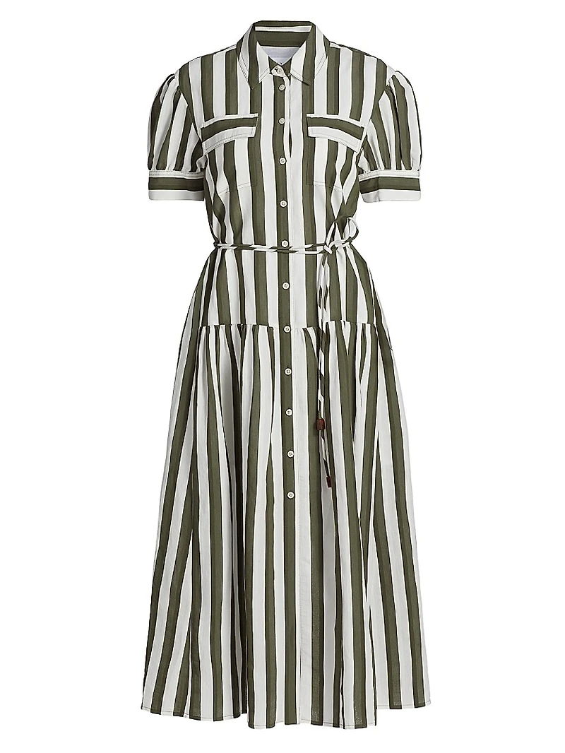 Carrington Seersucker Striped Midi-Dress