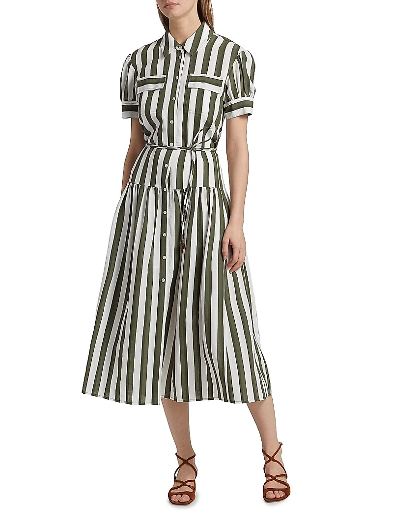 Carrington Seersucker Striped Midi-Dress