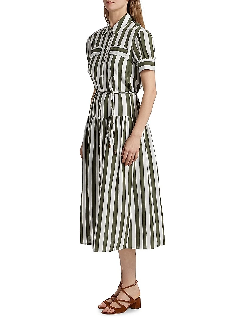 Carrington Seersucker Striped Midi-Dress