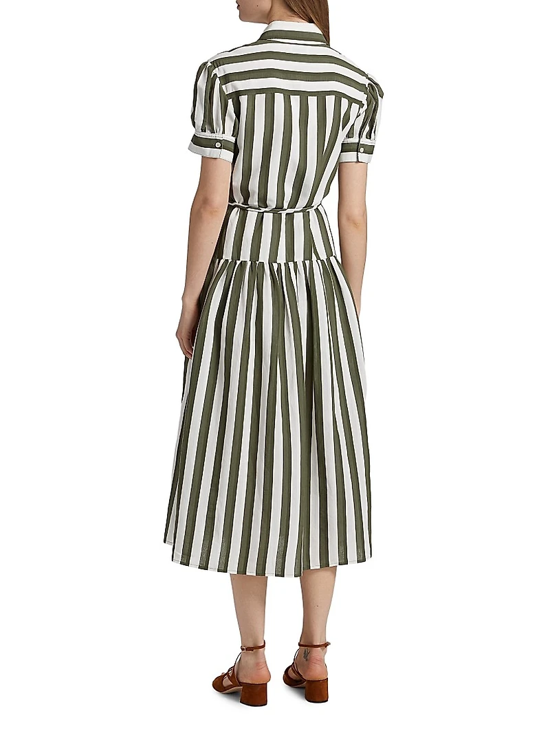 Carrington Seersucker Striped Midi-Dress