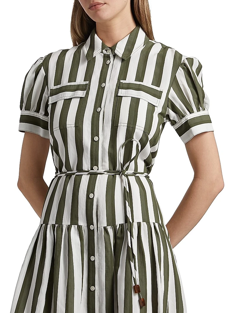 Carrington Seersucker Striped Midi-Dress