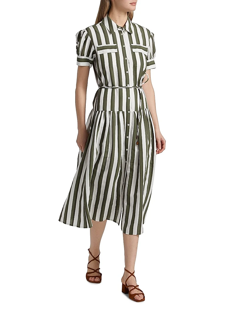 Carrington Seersucker Striped Midi-Dress