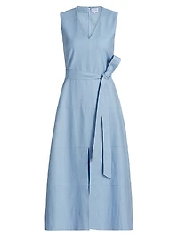 Reinella V-Neck Linen Blend Midi-Dress