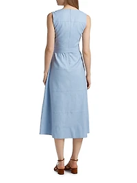 Reinella V-Neck Linen Blend Midi-Dress