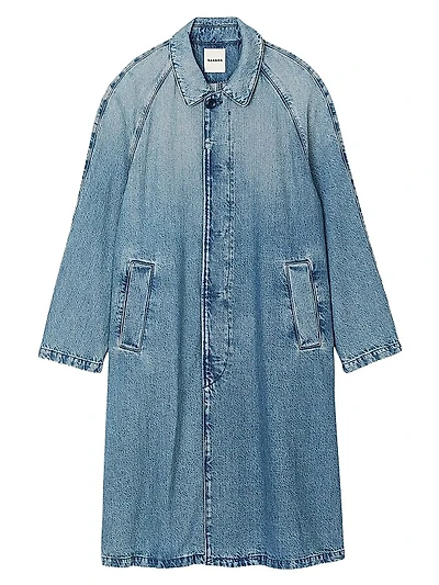 Long Faded Denim Coat