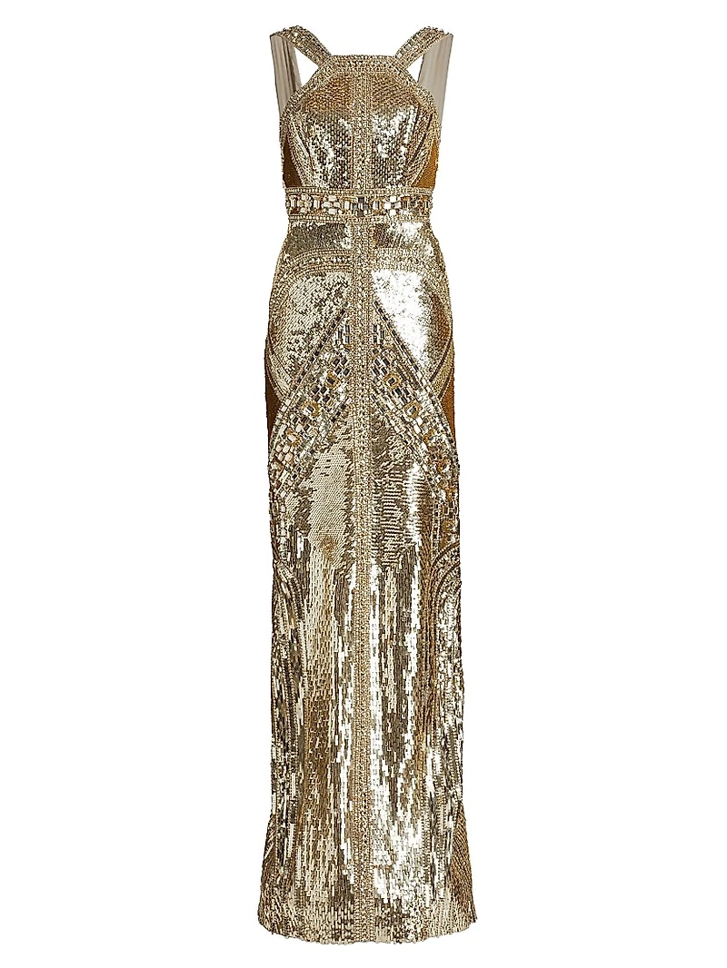 Sequined Embroidered Gown