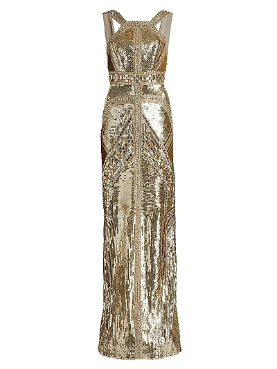 Sequined Embroidered Gown