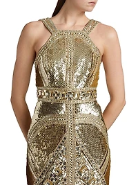 Sequined Embroidered Gown