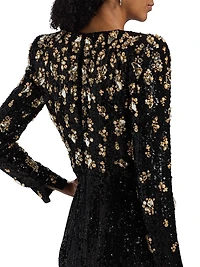 Bronze Embroidered Sequin Gown