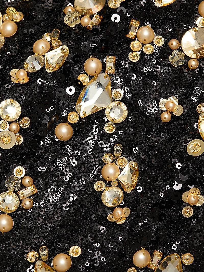 Bronze Embroidered Sequin Gown