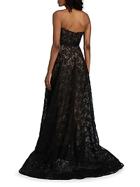 Floral Lace Sequinned A-Line Gown