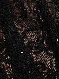 Floral Lace Sequinned A-Line Gown