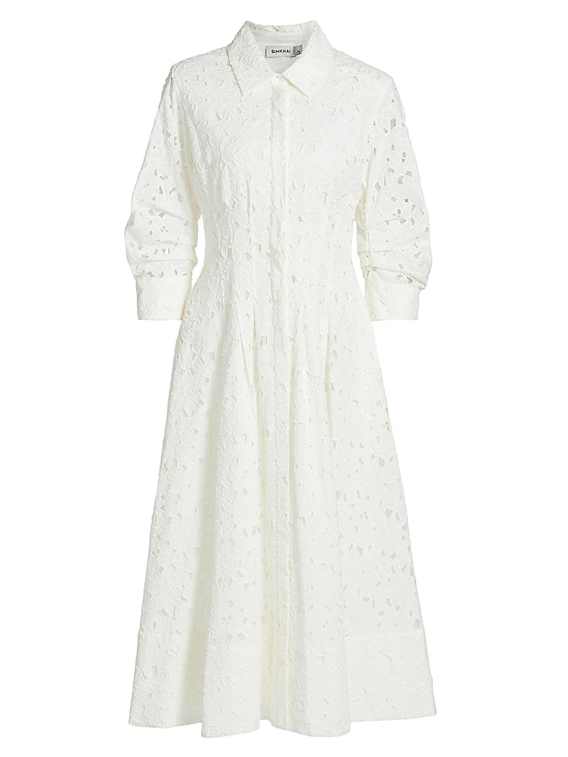 Jazz Eyelet Midi-Shirtdress