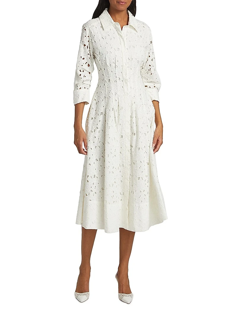 Jazz Eyelet Midi-Shirtdress