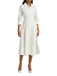Jazz Eyelet Midi-Shirtdress