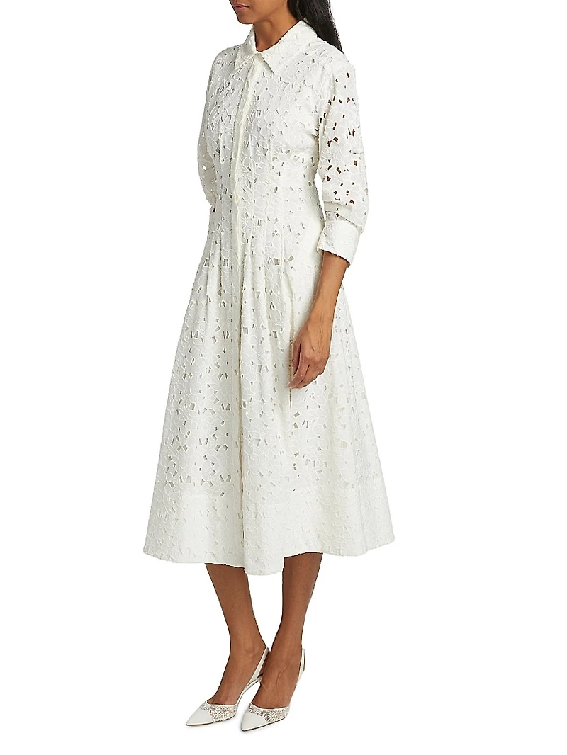Jazz Eyelet Midi-Shirtdress