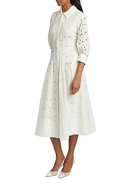 Jazz Eyelet Midi-Shirtdress