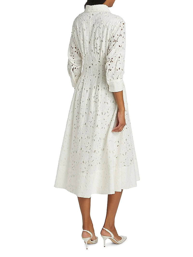 Jazz Eyelet Midi-Shirtdress