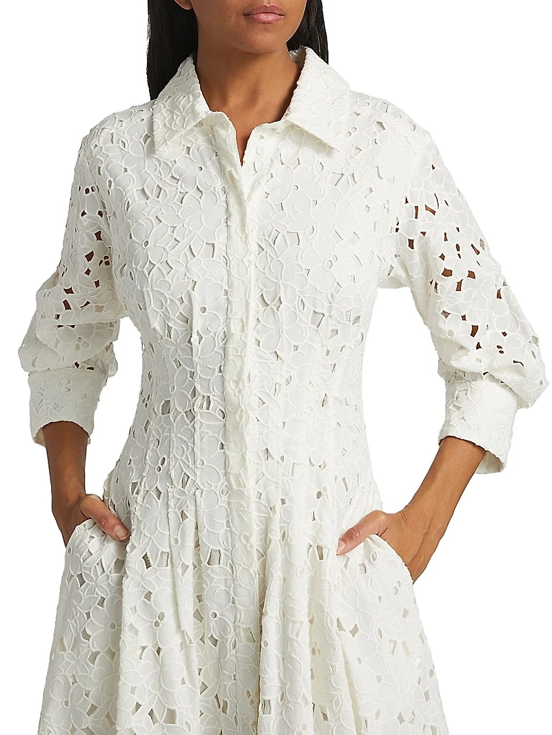 Jazz Eyelet Midi-Shirtdress