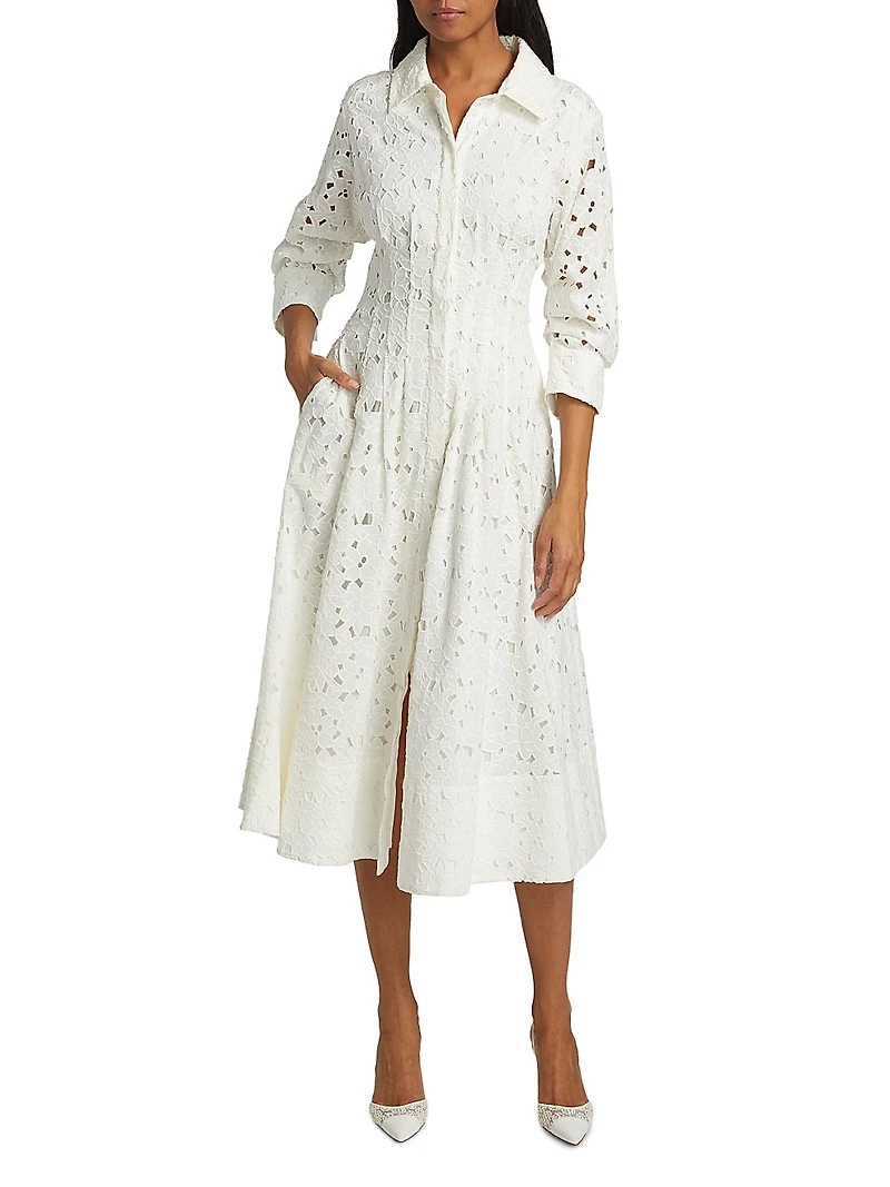 Jazz Eyelet Midi-Shirtdress